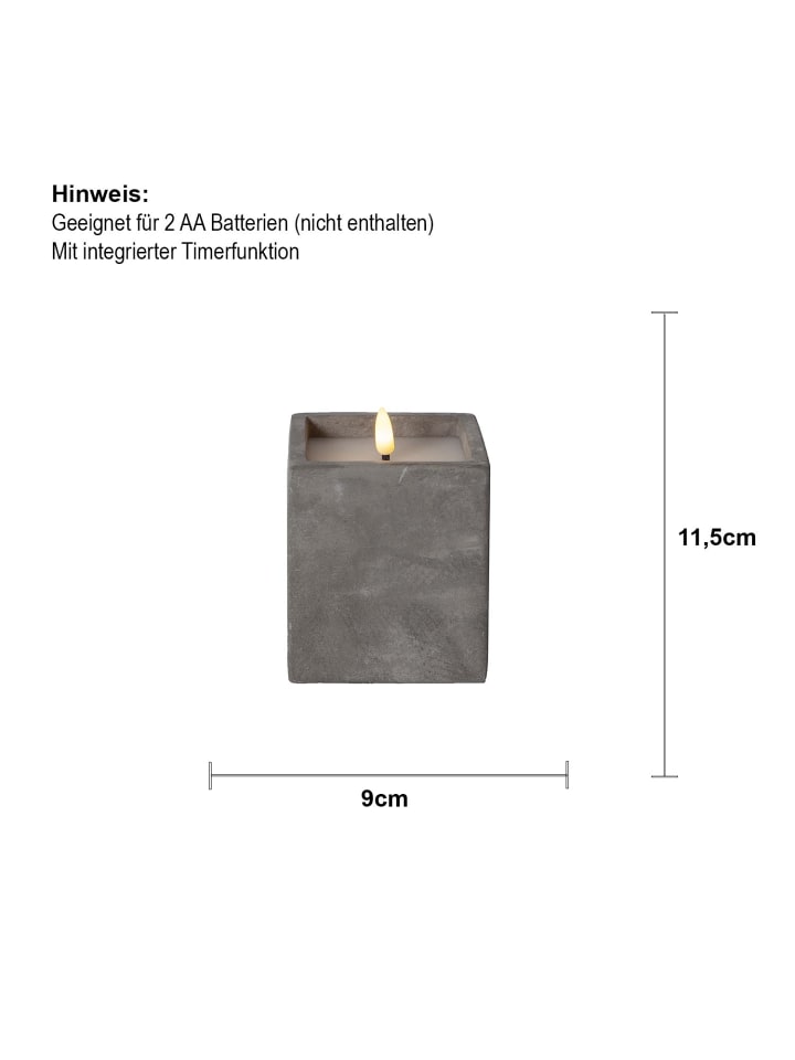 STAR Trading LED Blockkerze ,Flamme Cem', Zement, grau, 11,5cm günstig kaufen onesize