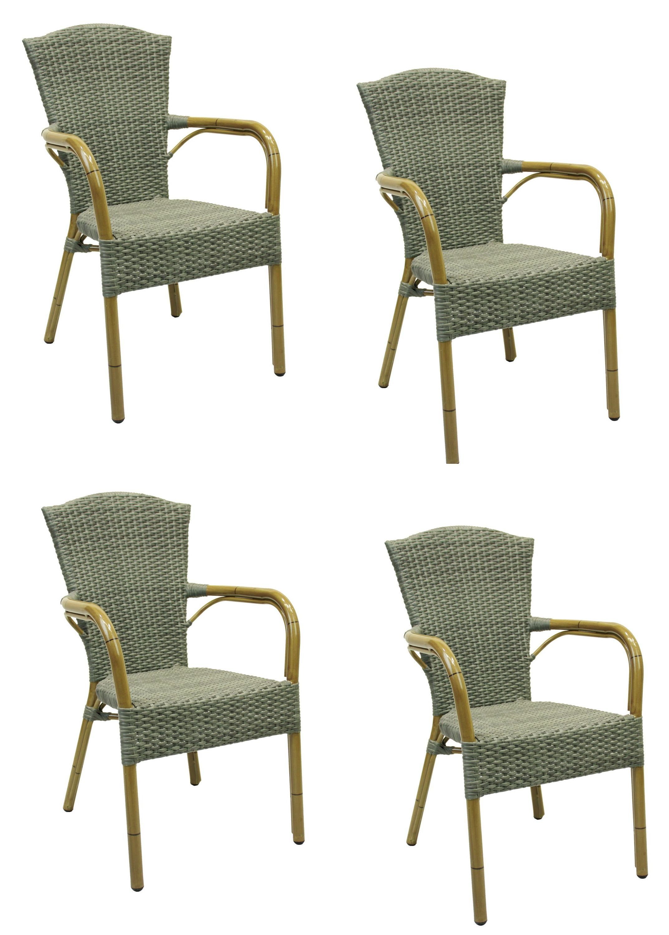 Konway Stapelstuhl COLOMBO (4 St), 4x KONWAY® COLOMBO Stapelsessel Quarz Premium Polyrattan Sessel