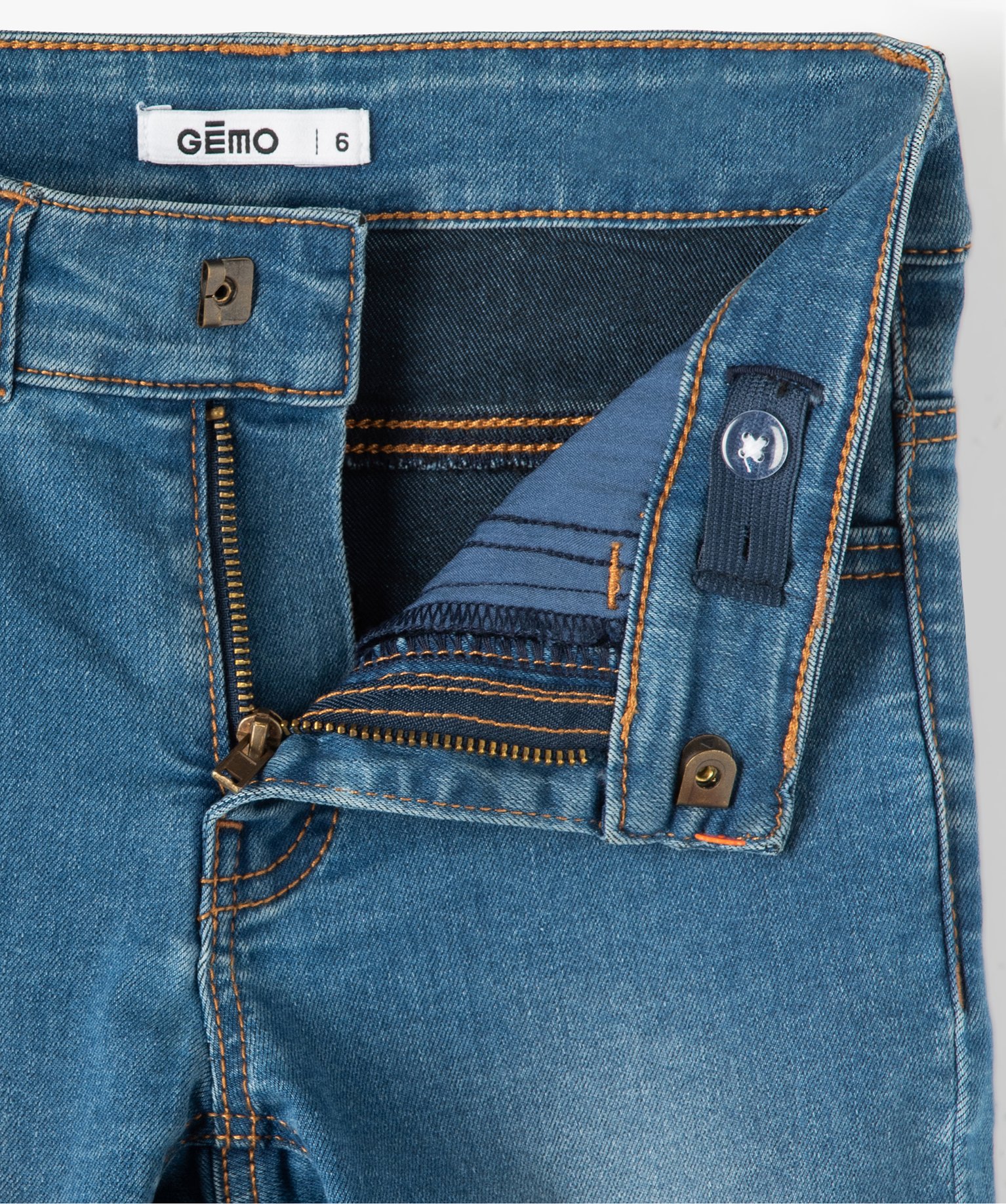 Jean Garçon coupe Slim légèrement délavé stone | GEMO