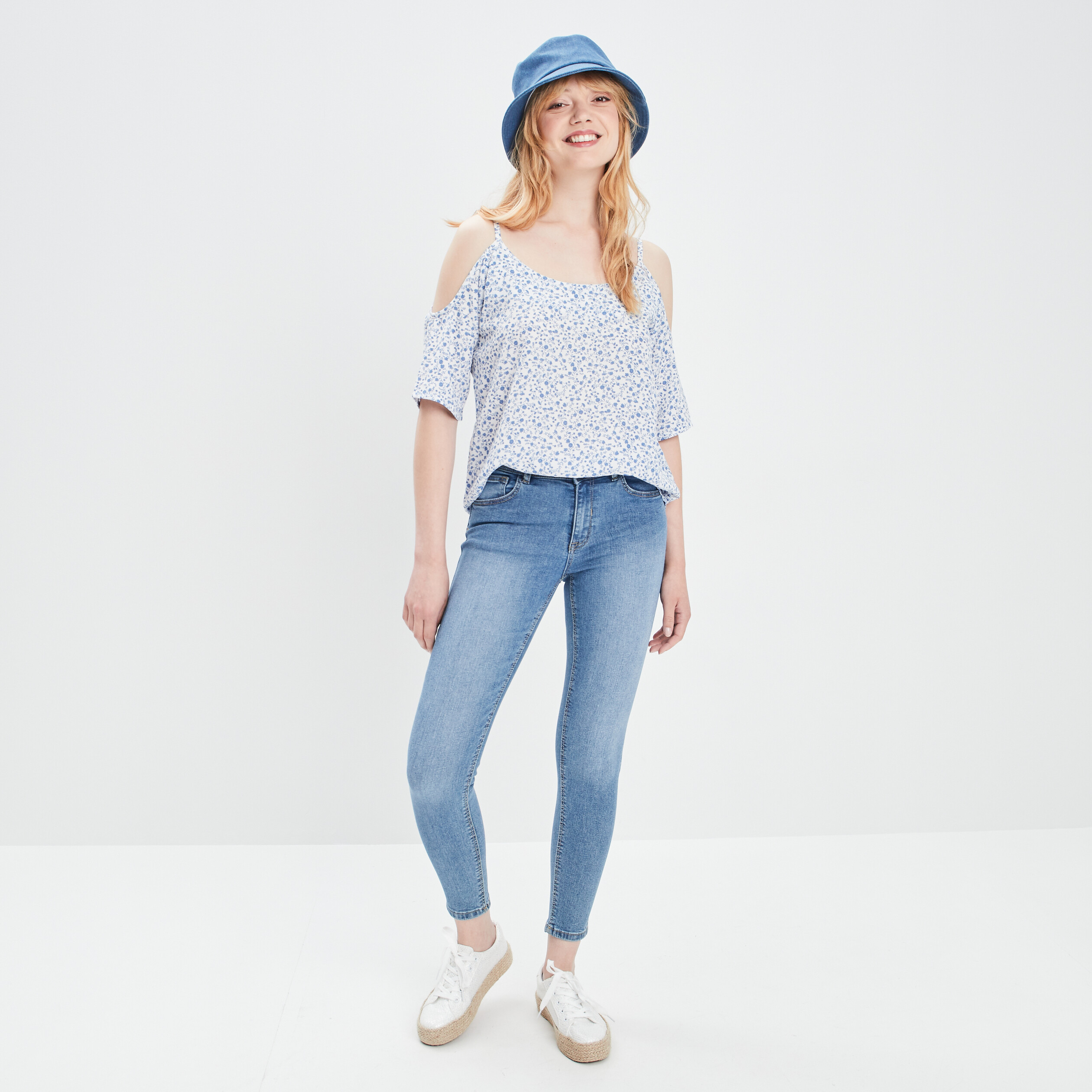 Jeans skinny push-up denim bleach femme | La Halle