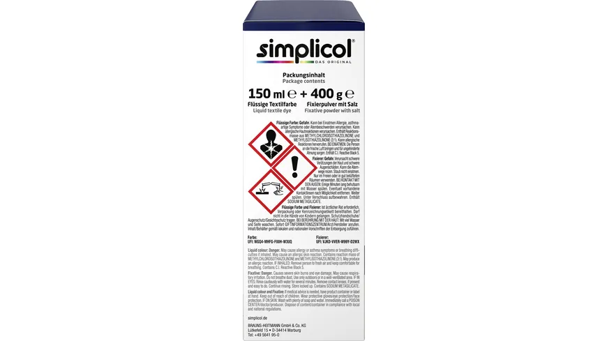 simplicol Textilfarbe intensiv Nacht-Blau 150 ml