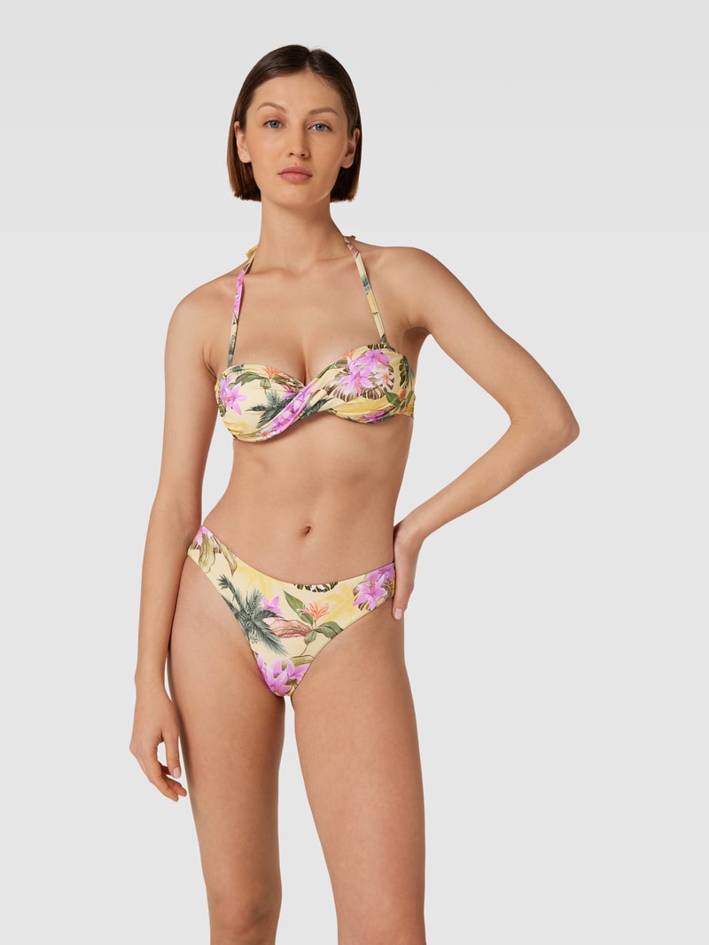 Bikini-Oberteil mit floralem Muster Modell 'BORO' in hellgelb