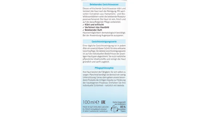 WELEDA HAMAMELISWASSER Belebendes Gesichtswasser 100 ml
