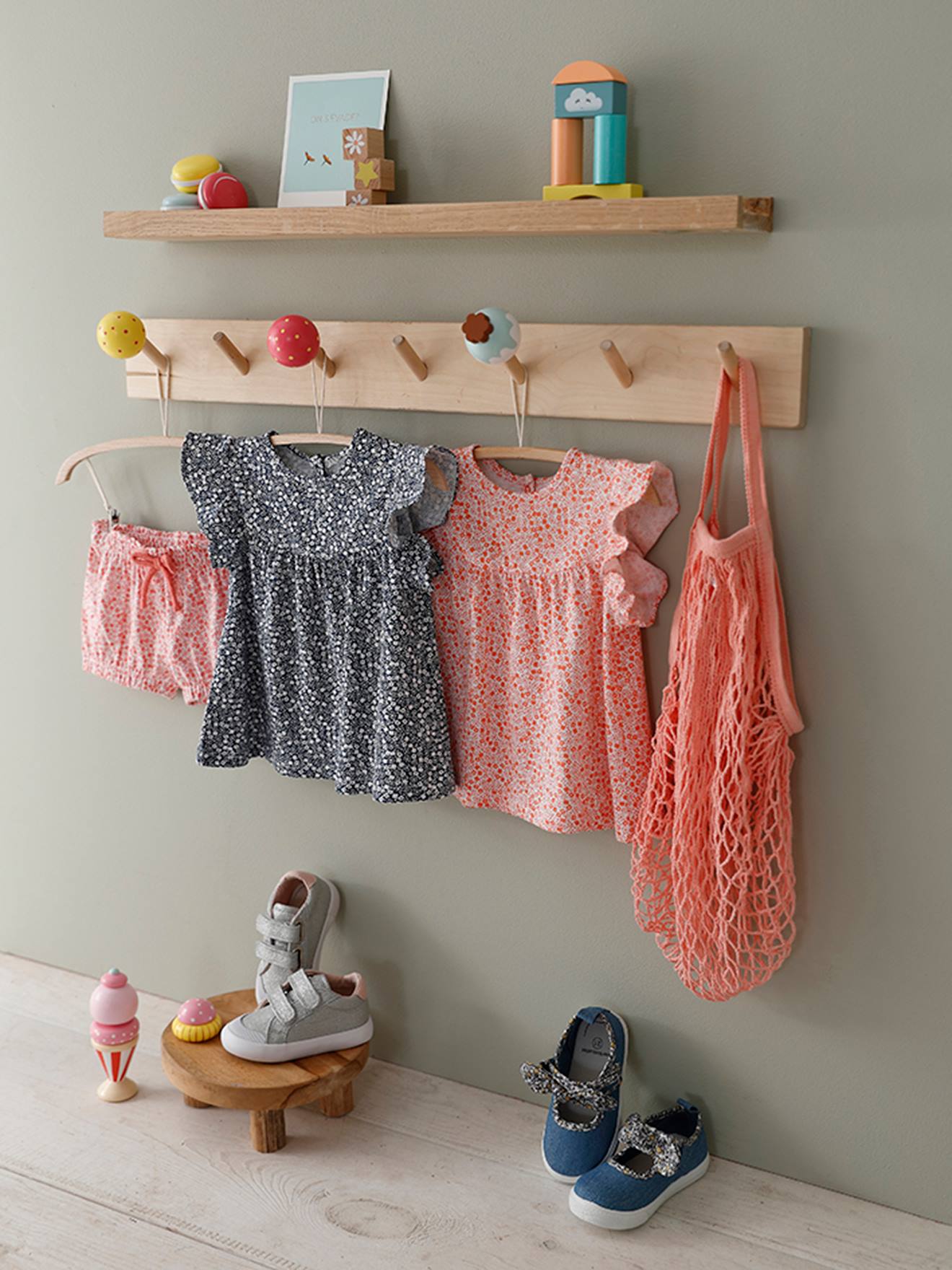 Vertbaudet Mädchen Baby T-Shirt, Blumen Oeko-Tex - rosa bedruckt