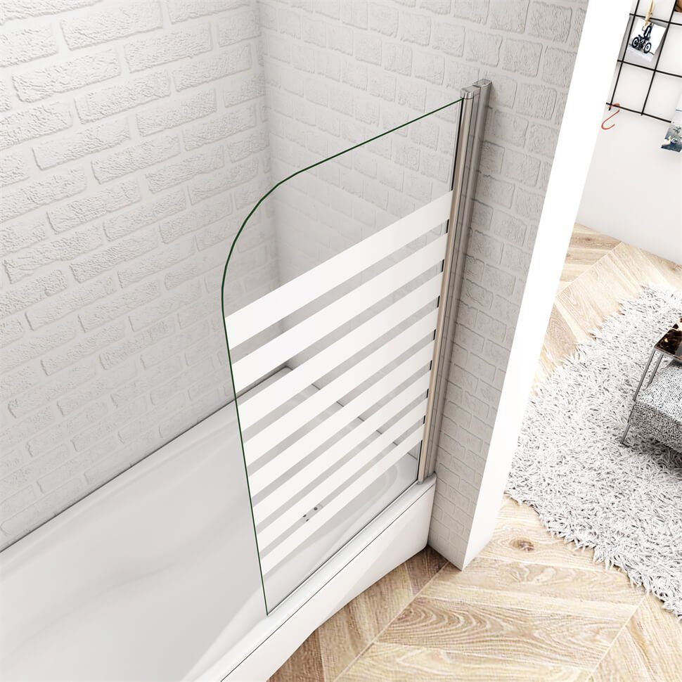 duschspa Badewannenaufsatz Badewannenaufsatz NANO Glas mit Querstreifen Drehwand Duschtrennwand, Einscheibensicherheitsglas, (Set), Breite 80cm, Höhe 140cm, Glas
