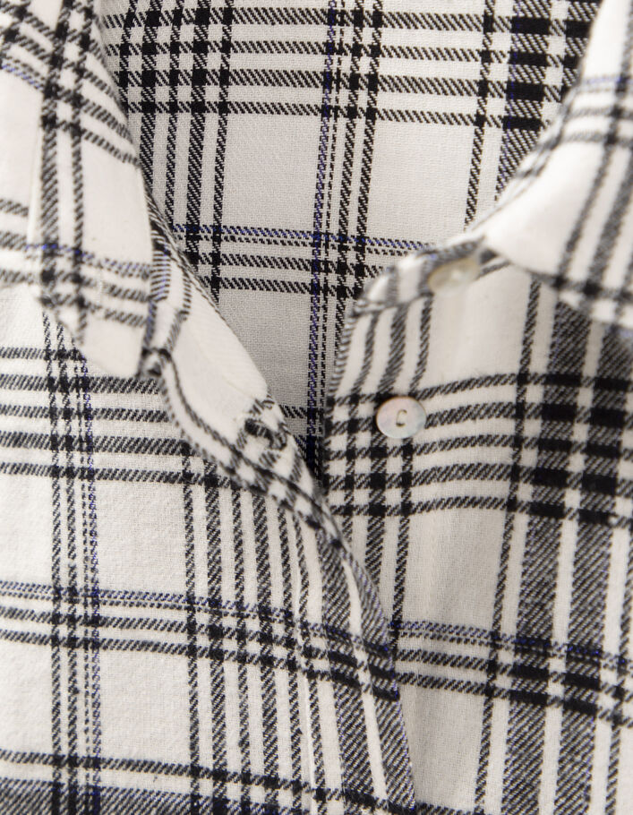 Chemise blanche et noire à carreaux fille
