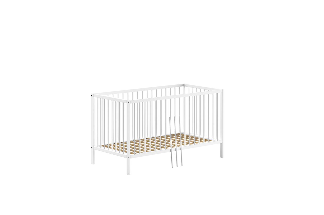 VIPACK Vipack - DINO Baby-/Juniorbett 70 x 140 cm, höhenverst. Lattenrost, Buche massiv weiß lackiert