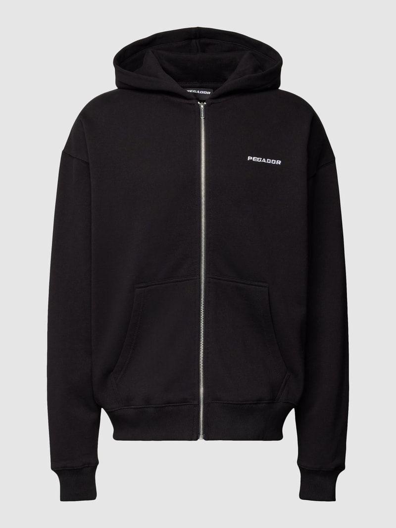 Oversized Sweatjacke mit Logo-Stitching in schwarz