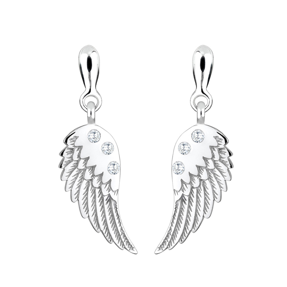 Elli Elli Boucles d'Oreilles Femme Pendentif Aile d'Ange Moderne avec Cristaux de Zirc Boucles d'oreilles