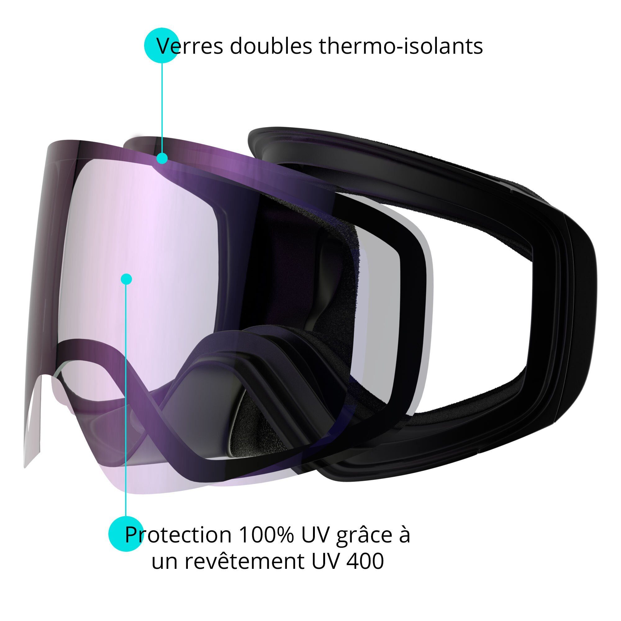 YEAZ Skibrille BLACK RUN, Premium-Ski- und Snowboardbrille für Erwachsene und Jugendliche