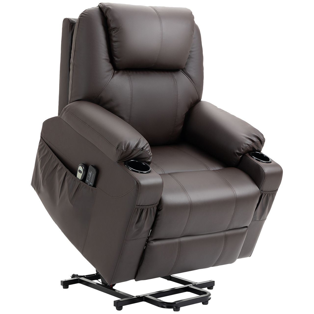 HOMCOM Fernsehsessel mit Aufstehhilfe Relaxsessel mit Massagefunktion Braun