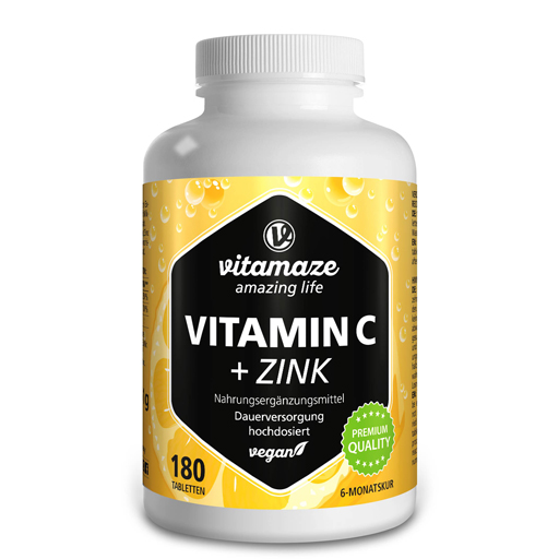 VITAMIN C 1000 mg hochdosiert Zink vegan Tabletten  180 St  Tabletten