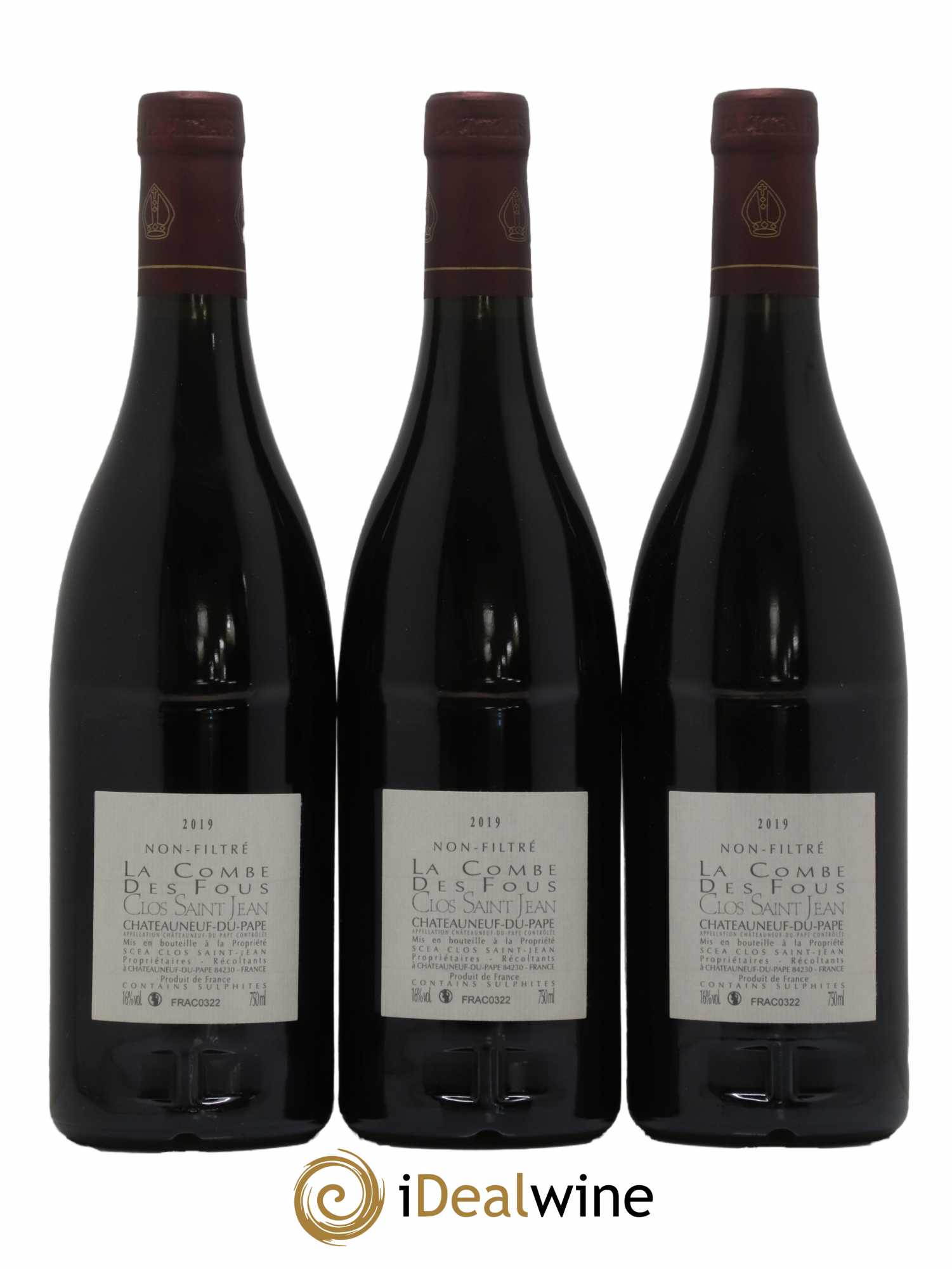 Châteauneuf-du-Pape Clos Saint-Jean La Combe des Fous Pascal et Vincent Maurel  2019 - Lot de 3 Bouteilles
