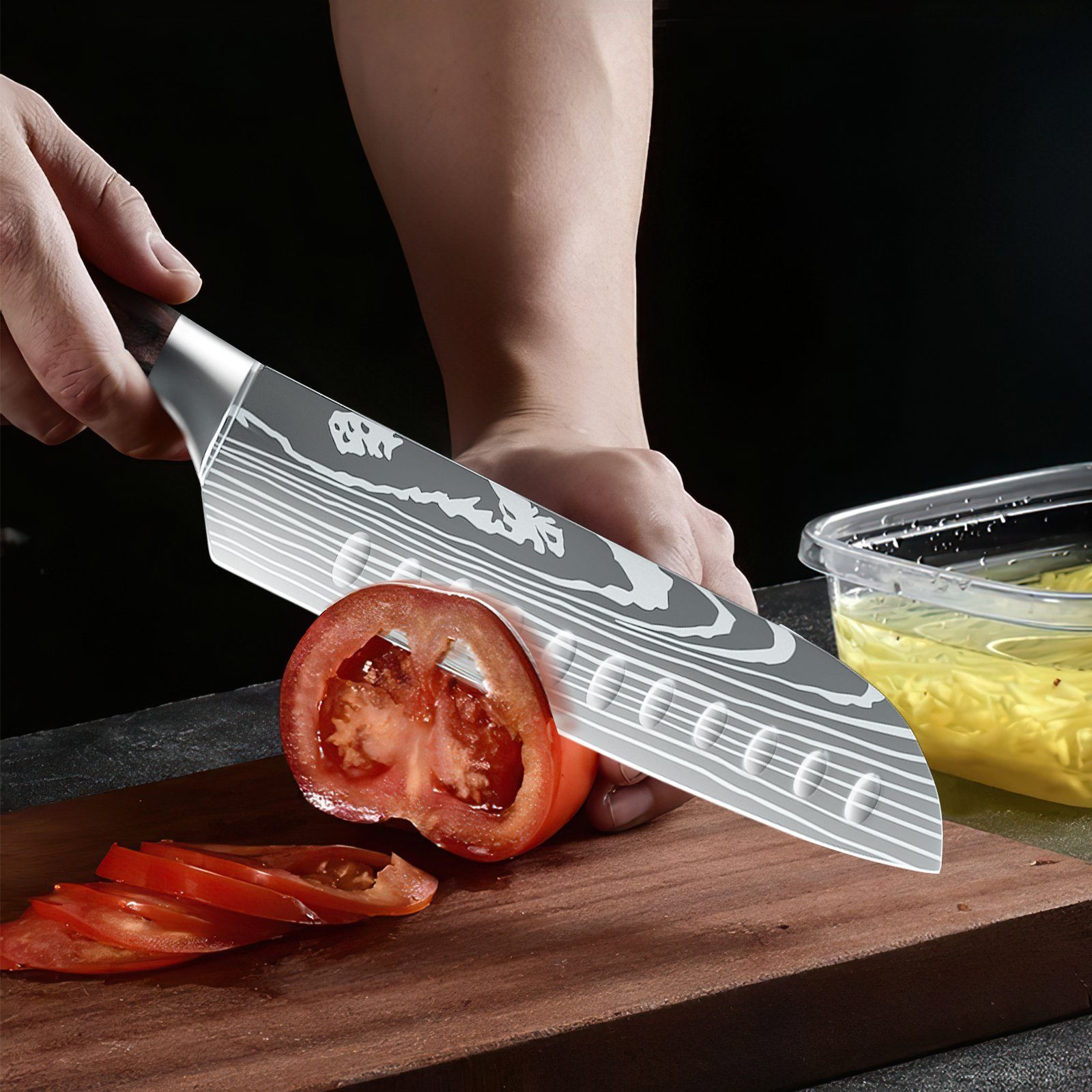 MDHAND Messer-Set Professionelles Küchenmesser (5-tlg), Mit Messerscheide