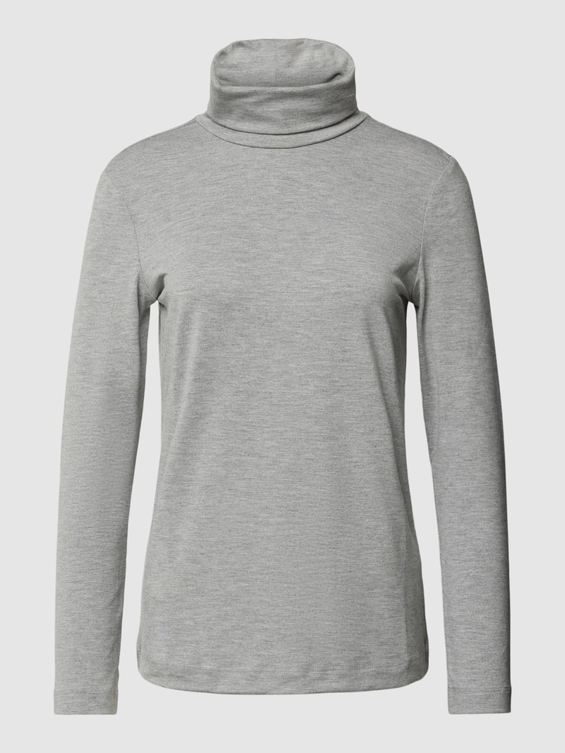 Longsleeve mit Rollkragen in dunkelgrau meliert