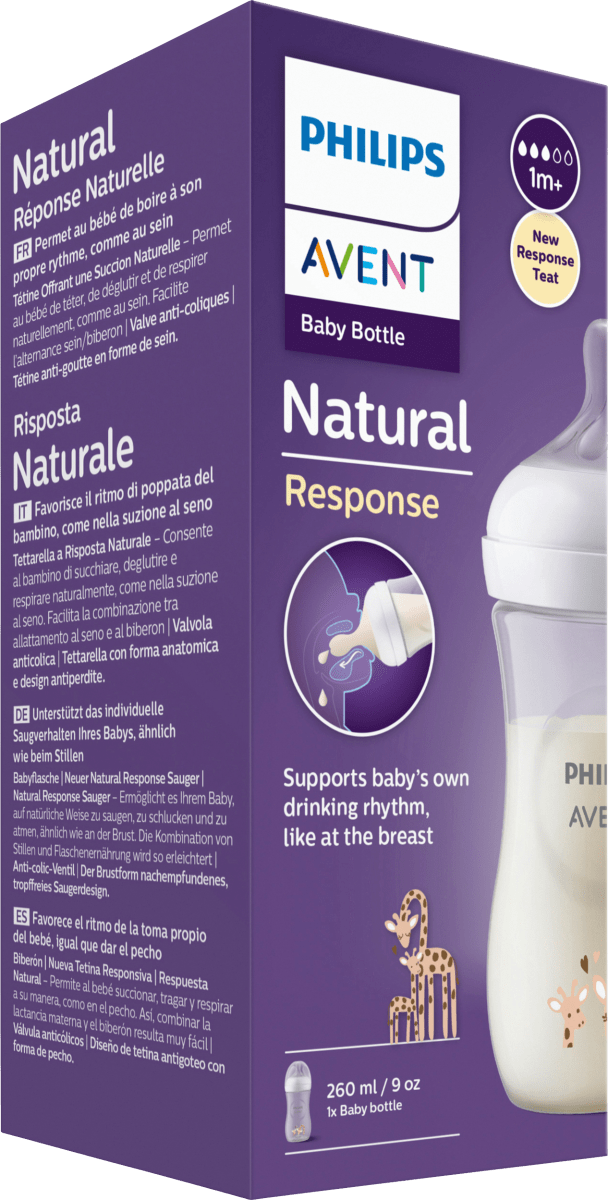 Babyflasche Natural Response weiß/Giraffe, von Geburt an, 260 ml, 1 St