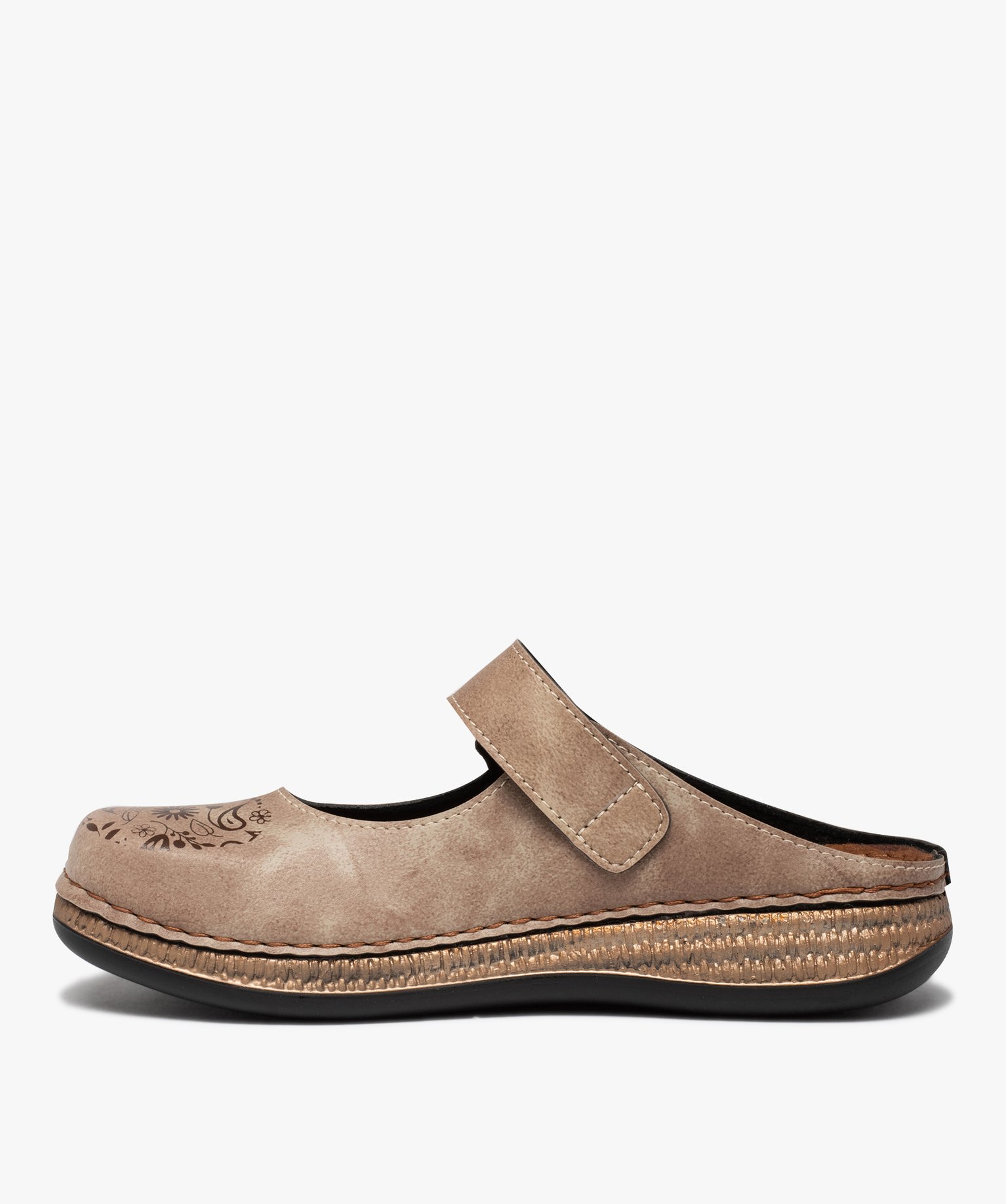Sabots confort femme à bride scratch ajustable taupe | GEMO