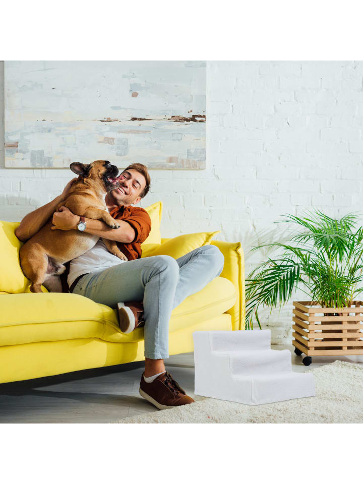 relaxdays Hundetreppe in Weiß - (B)35x (H)30 x (T)45 cm günstig kaufen onesize