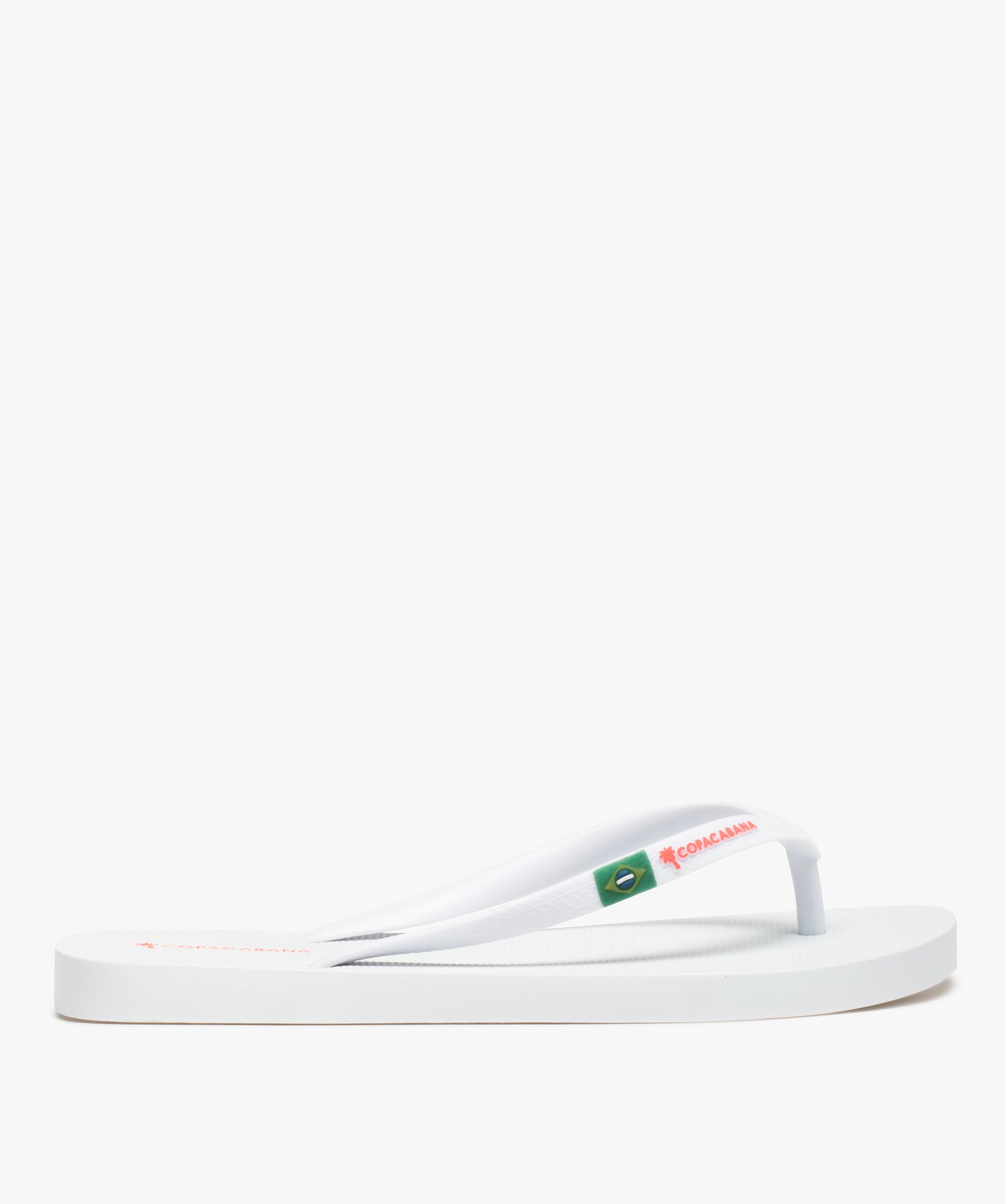 Tongs femme unies avec logo fluo - Copacabana blanc | GEMO