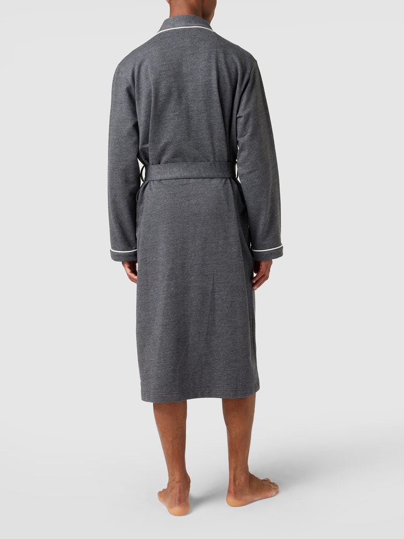 Morgenmantel mit Label-Stitching in dunkelgrau meliert