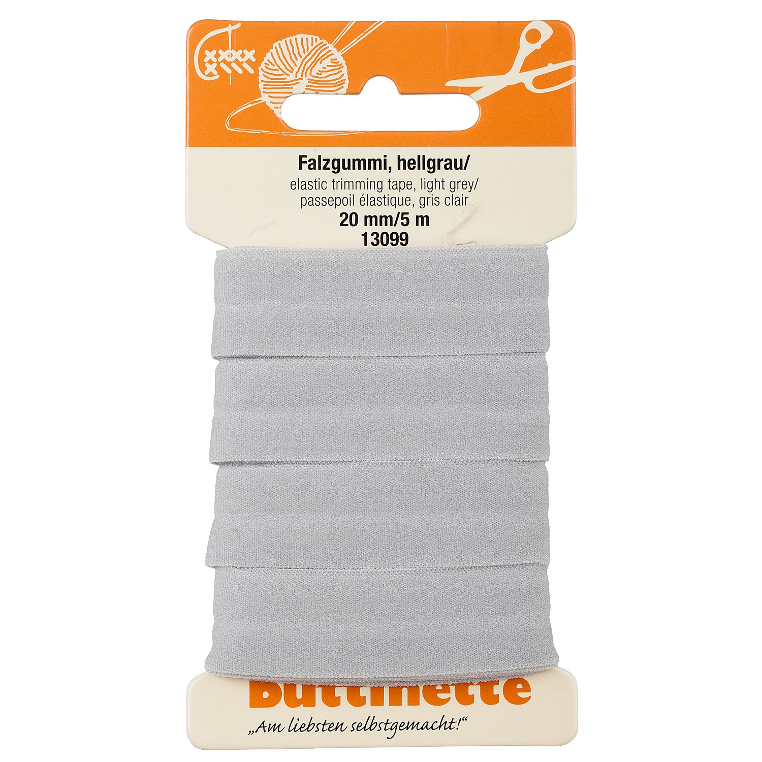 buttinette Falzgummi, hellgrau, Breite: 2 cm, 5 m