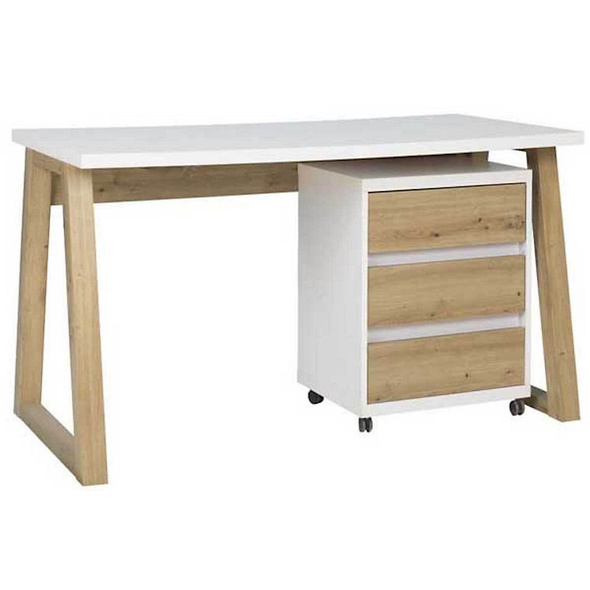Schreibtisch Set mit Rollcontainer Iwo 135x65x75cm