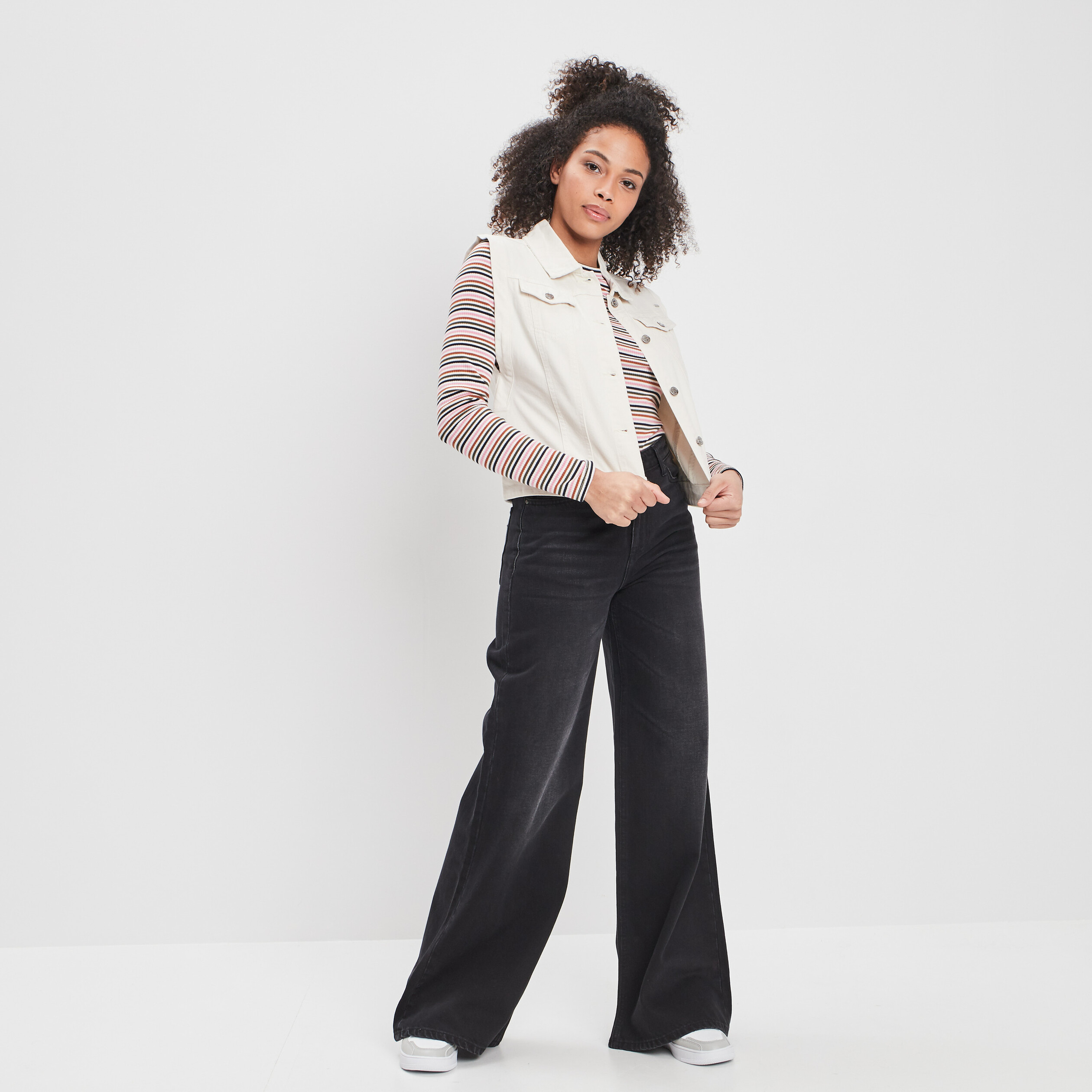 Veste droite sans manches blanc femme | La Halle