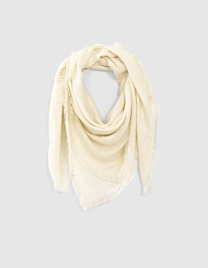 foulard jacquard monogramme IKKS blanc cassé femme