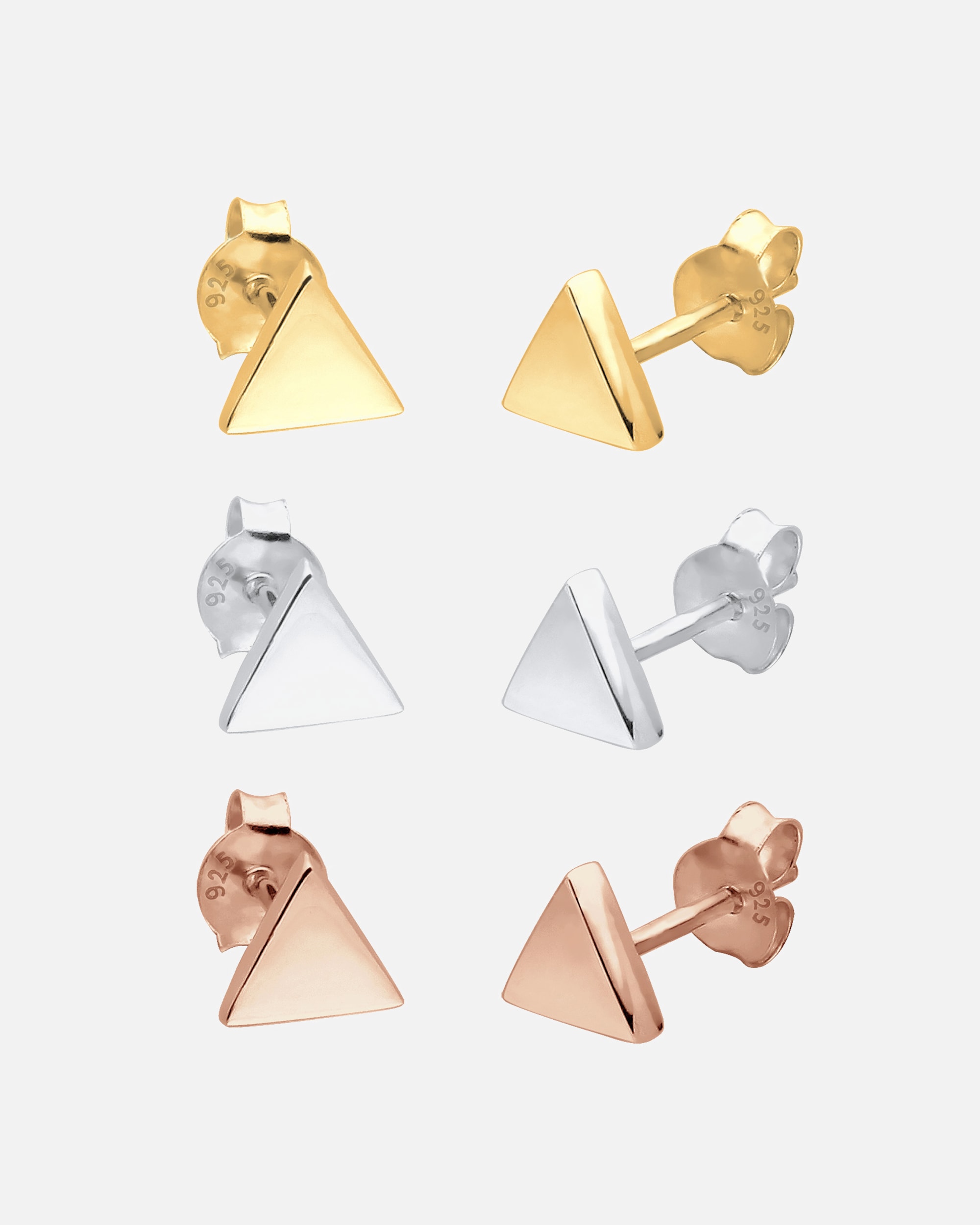 Zestaw kolczyków damskich Elli Triangles w trzech kolorach (925/1000) ze srebra