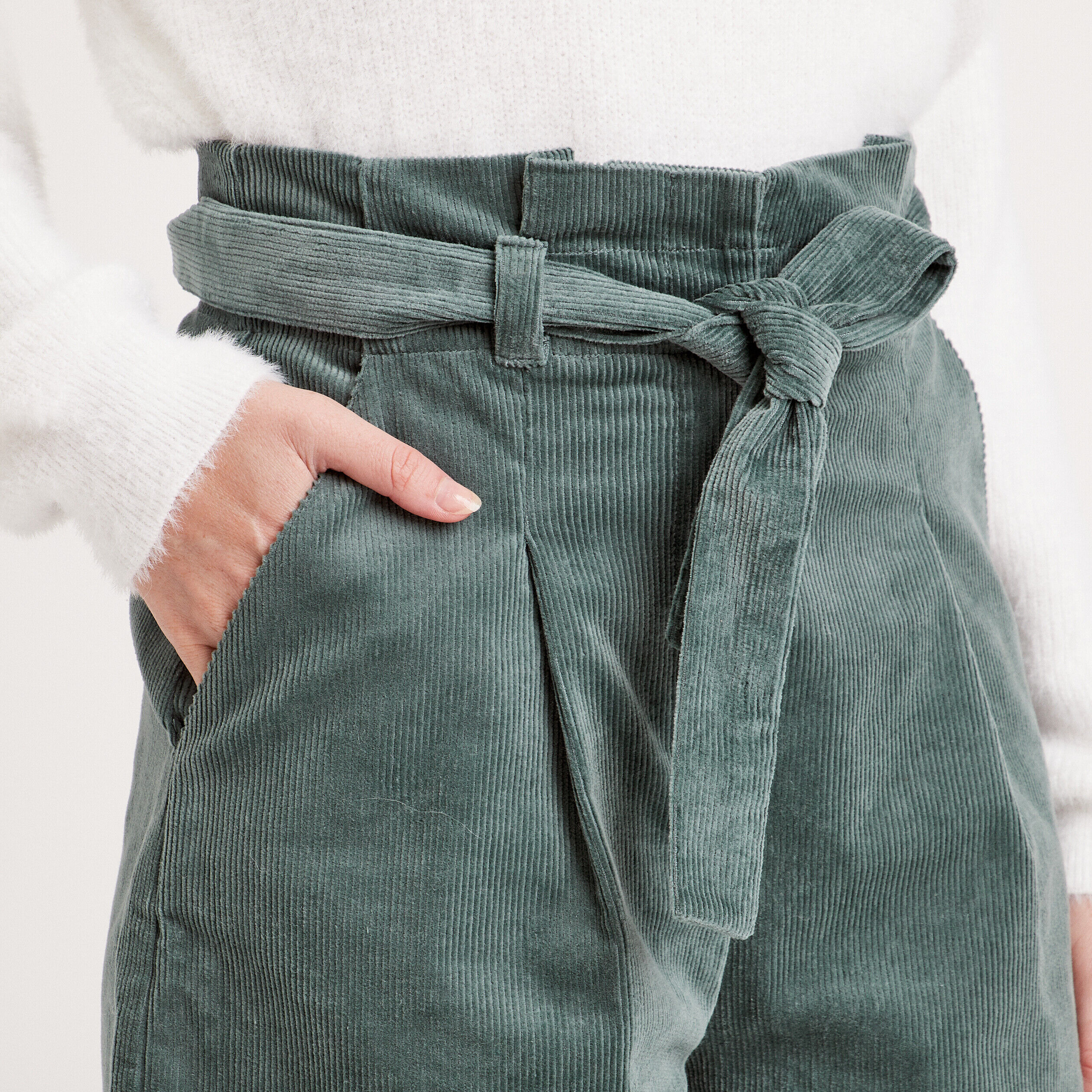 Short paperbag velours vert foncé femme | Cache Cache