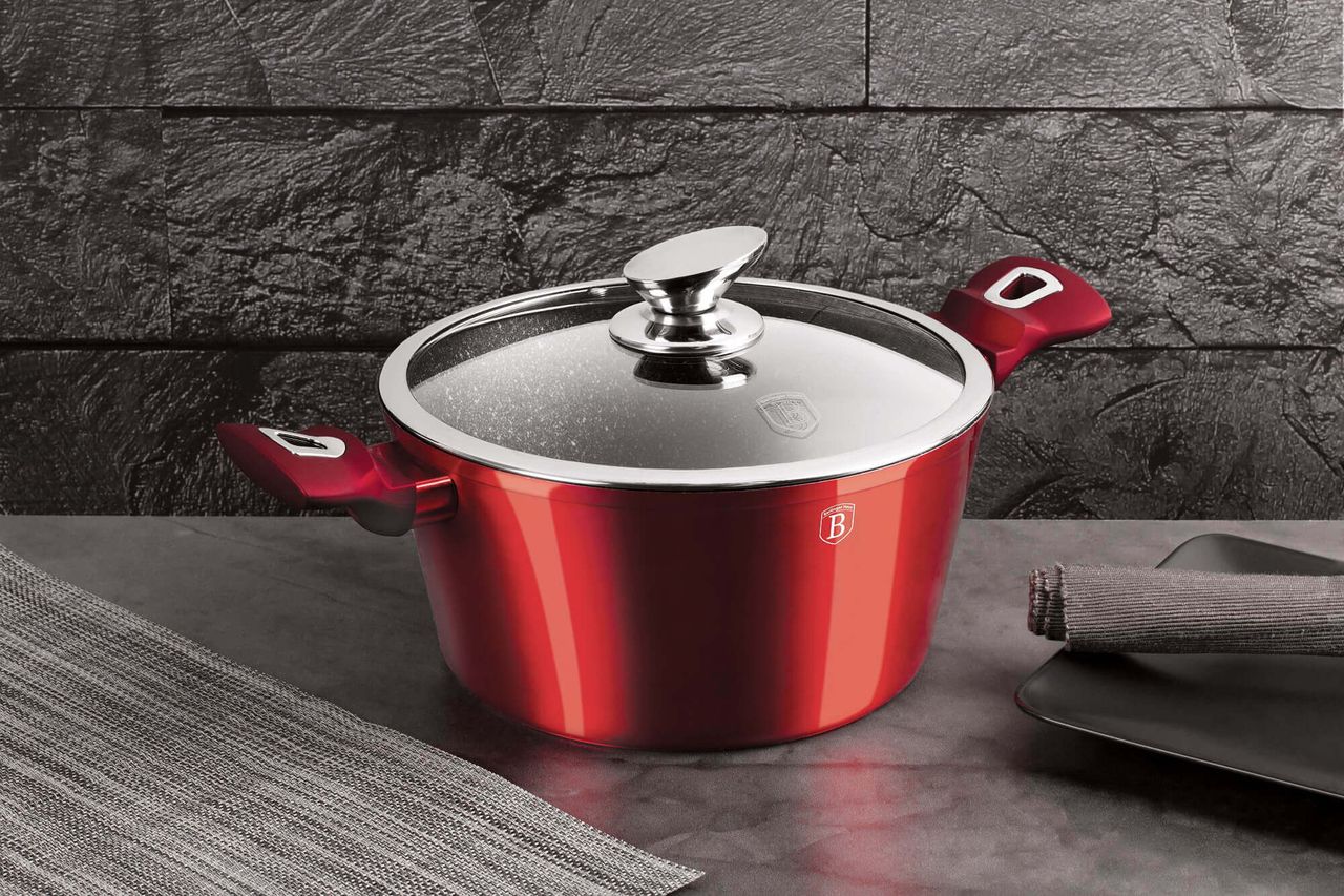 Berlinger Haus BH/1256N Metallic Line Burgundy Kasserolle in Rot mit Deckel Topf Durchmesser 20 cm