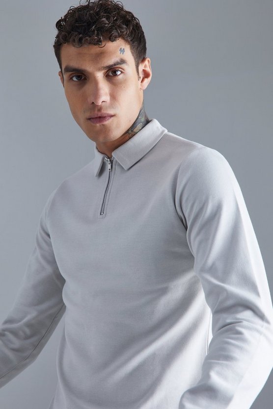 Langärmliges Slim-Fit Poloshirt