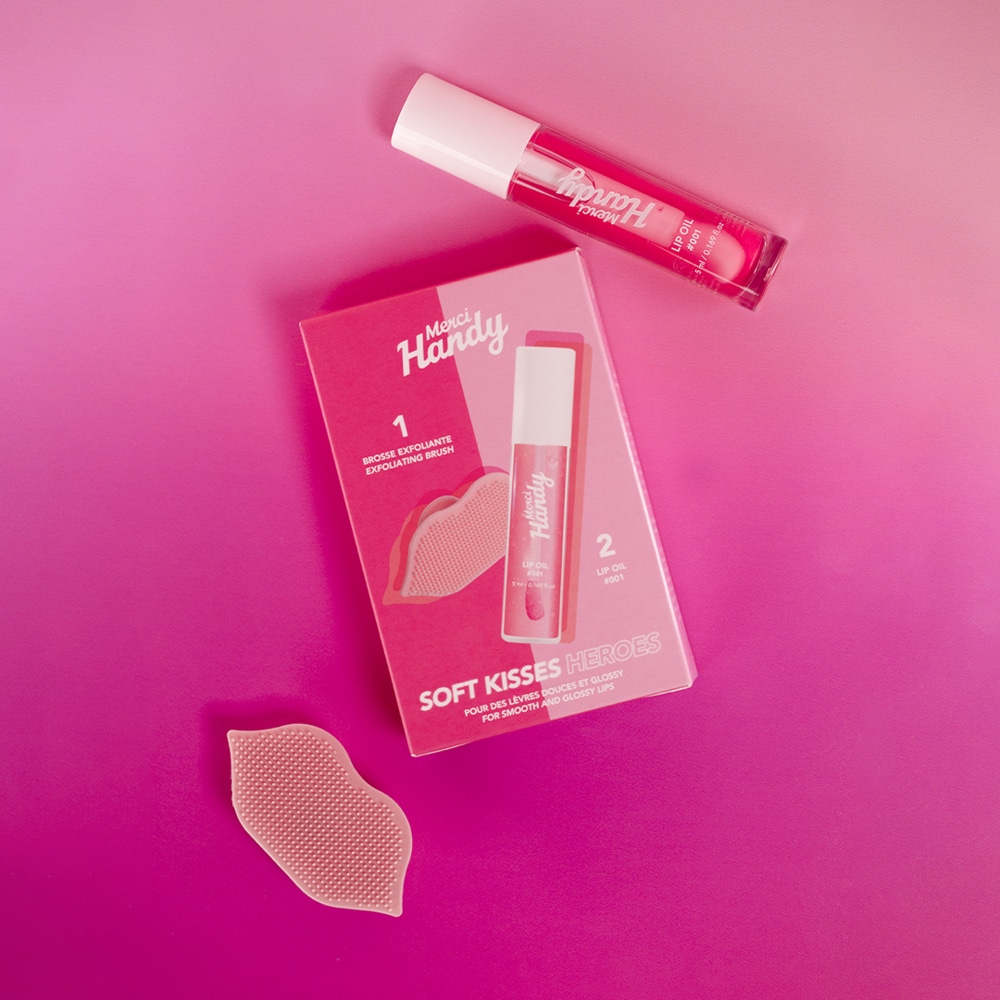 Merci Handy Soft Kisses Heroes Lip oil et brosse exfoliante