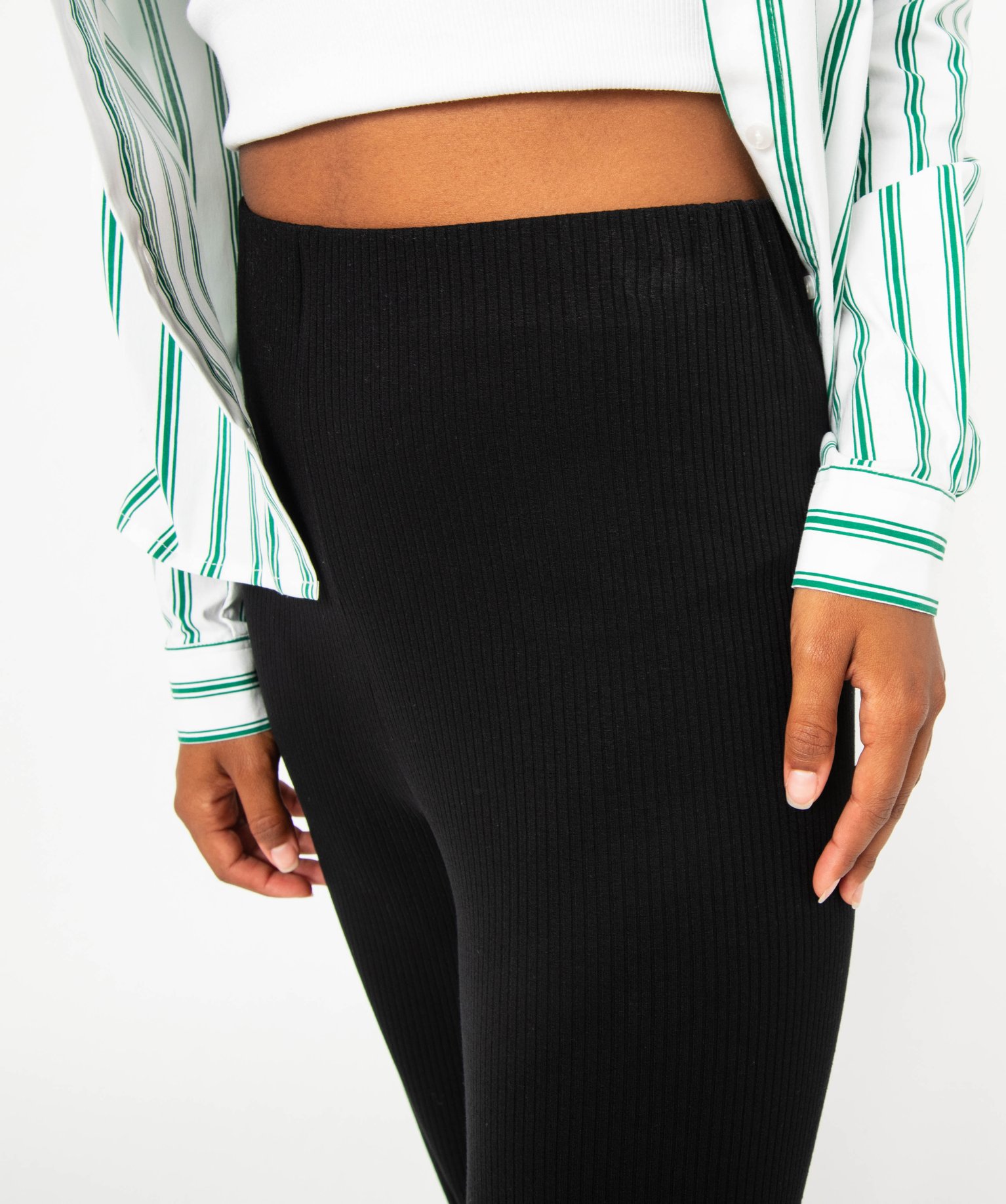 Pantalon large en maille ctelée femme noir | GEMO