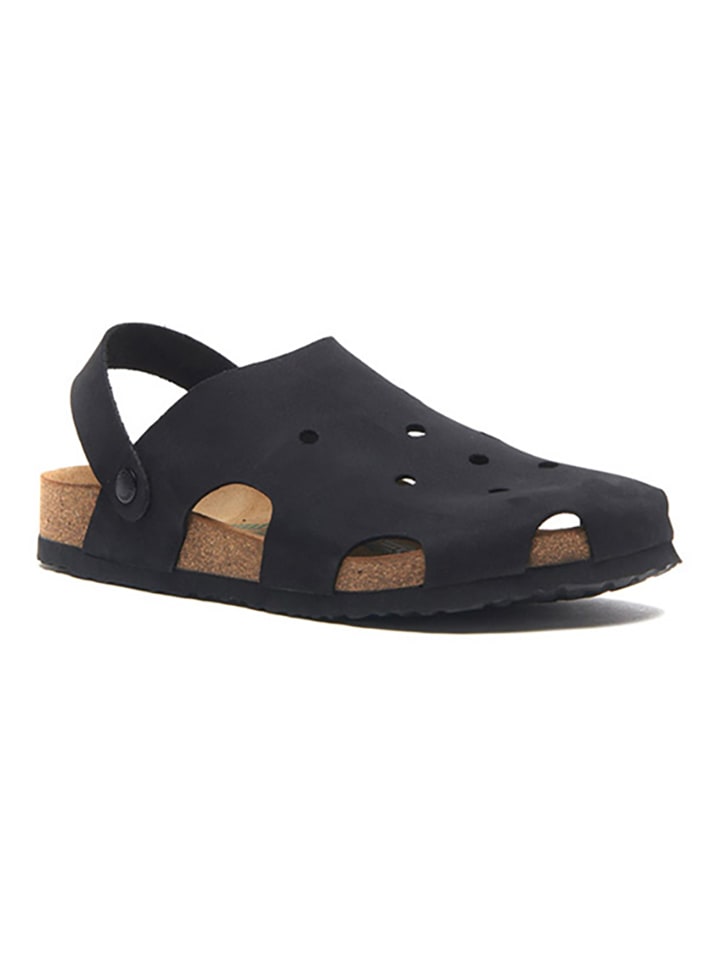Comfortfusse Leder-Clogs in Schwarz günstig kaufen