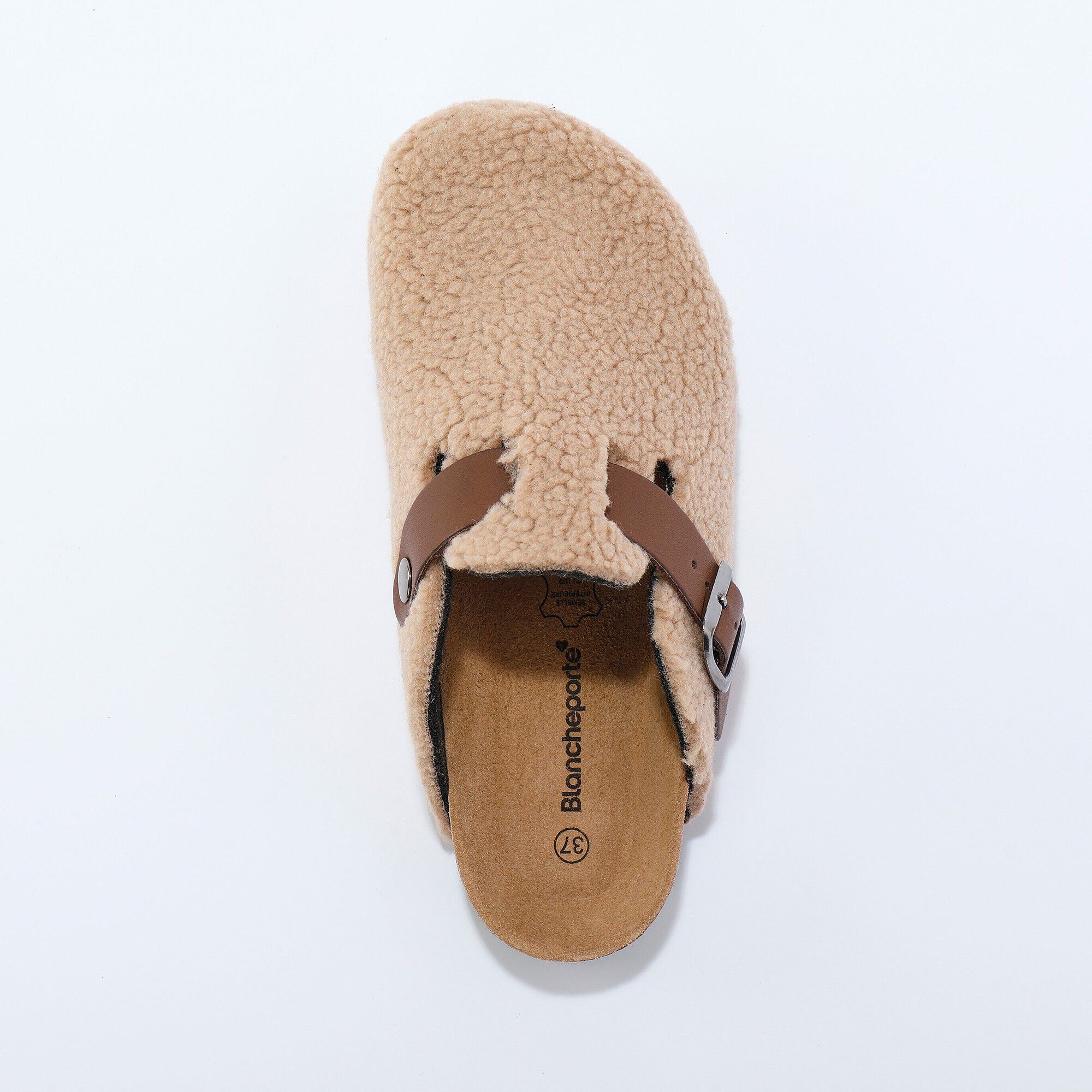 Chaussons sabot en sherpa à bride réglable