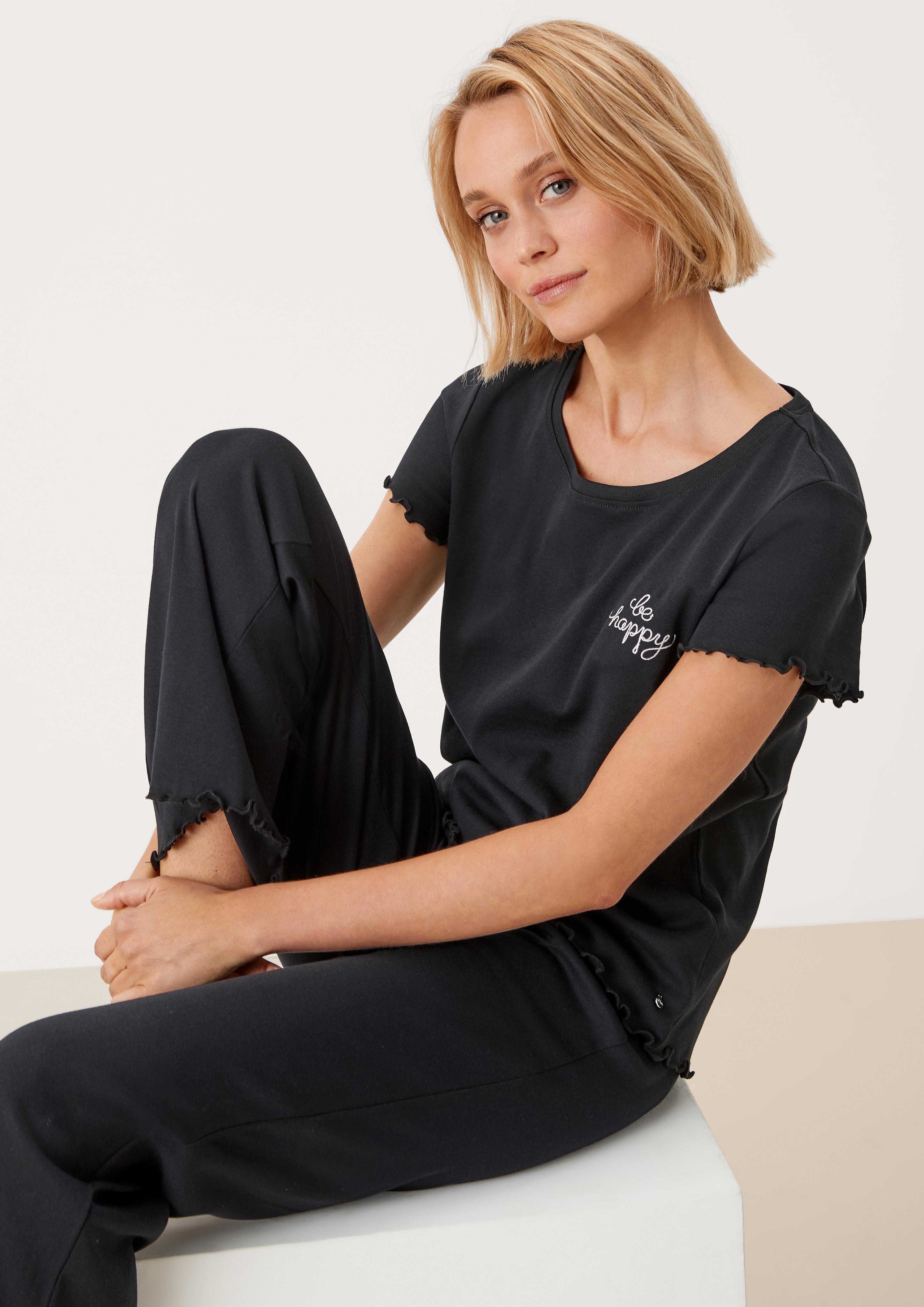 Pyjamashirt mit Wellensaum  6006120-9999