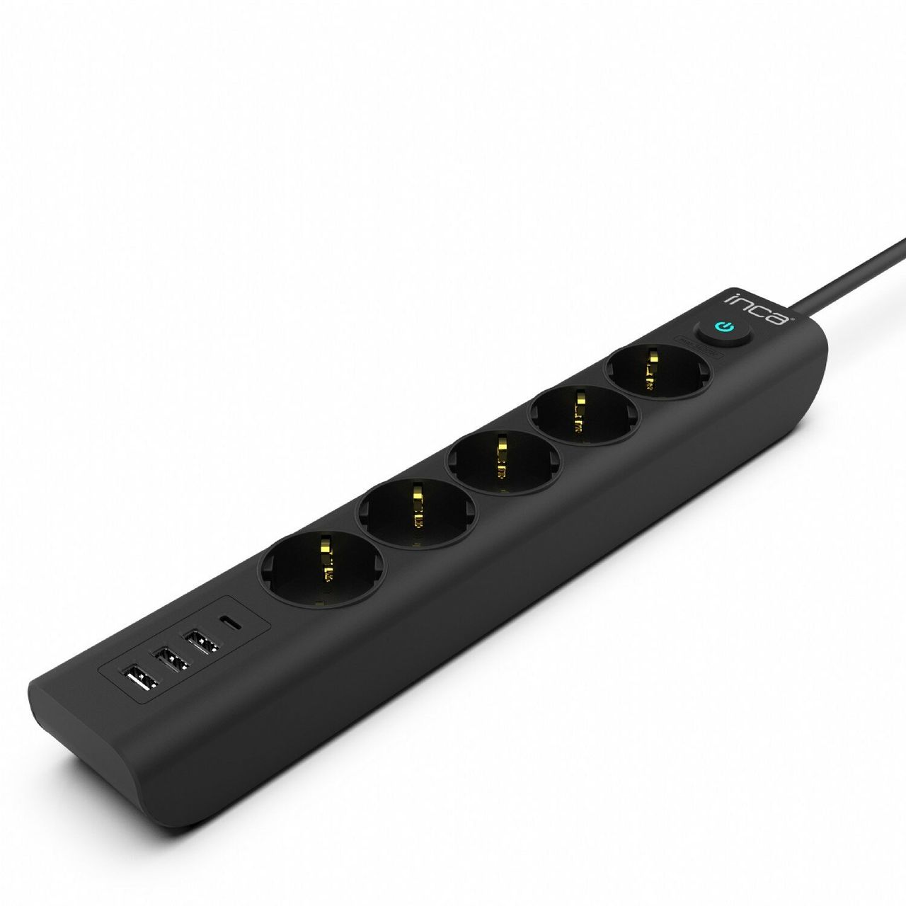 Inca Steckdosenleiste IPW-44TU 5 fach, 3xUSB-A 1xUSB-C, Überspannungsschutz 1,5m schwarz