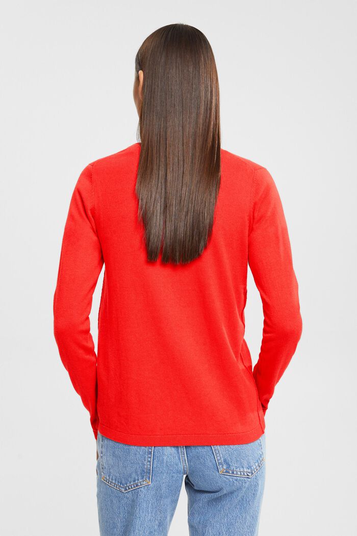 Basic V-Neck-Pullover,-Baumwoll-Mix