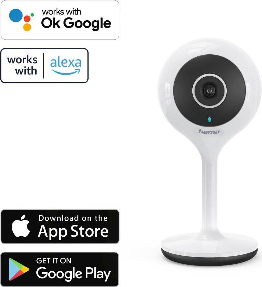 Hama WiFi-Kamera 1080p Bewegungssensor u.Nachtsichtfunktion Mit App indoor Smart Home Kamera (Innenbereich, Nachtsicht,eingebautes Mikrofon)