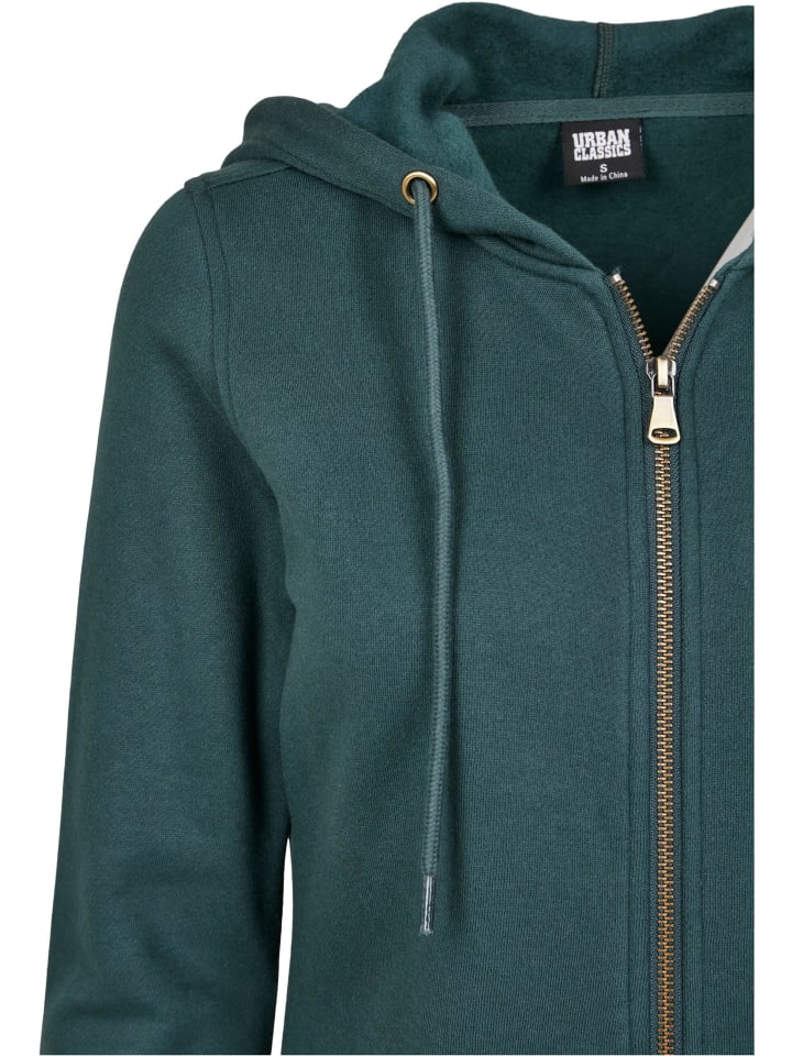 Urban Classics Urban Classics Zip-Kapuzenpullover in bottlegreen günstig kaufen