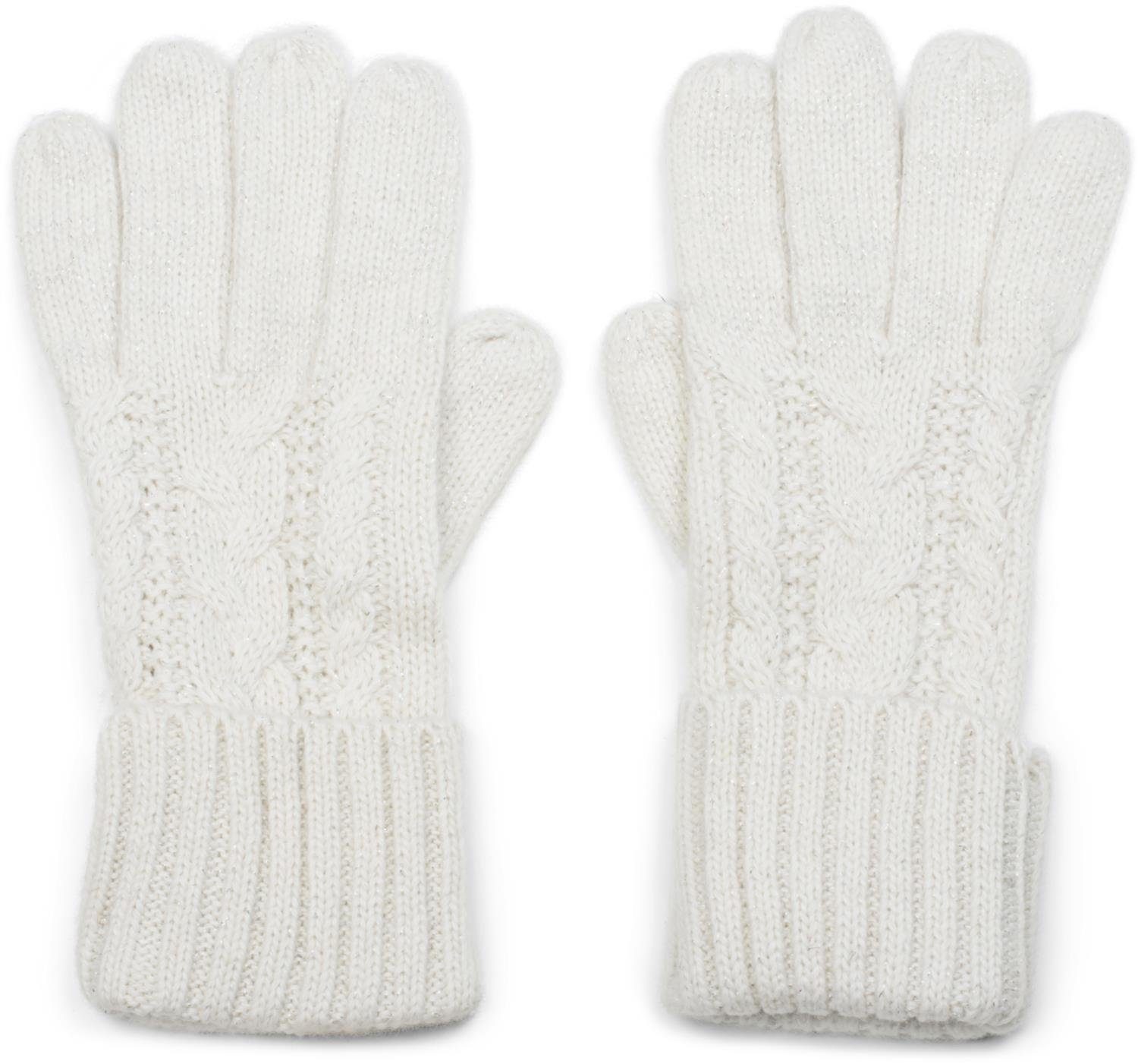 styleBREAKER Strickhandschuhe Strick Handschuhe mit Zopfmuster und Metallic Faden