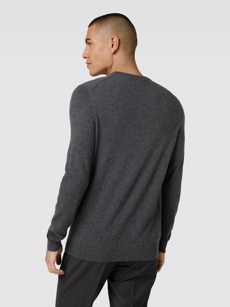 Strickpullover aus Kaschmir mit Rundhalsausschnitt in anthrazit meliert