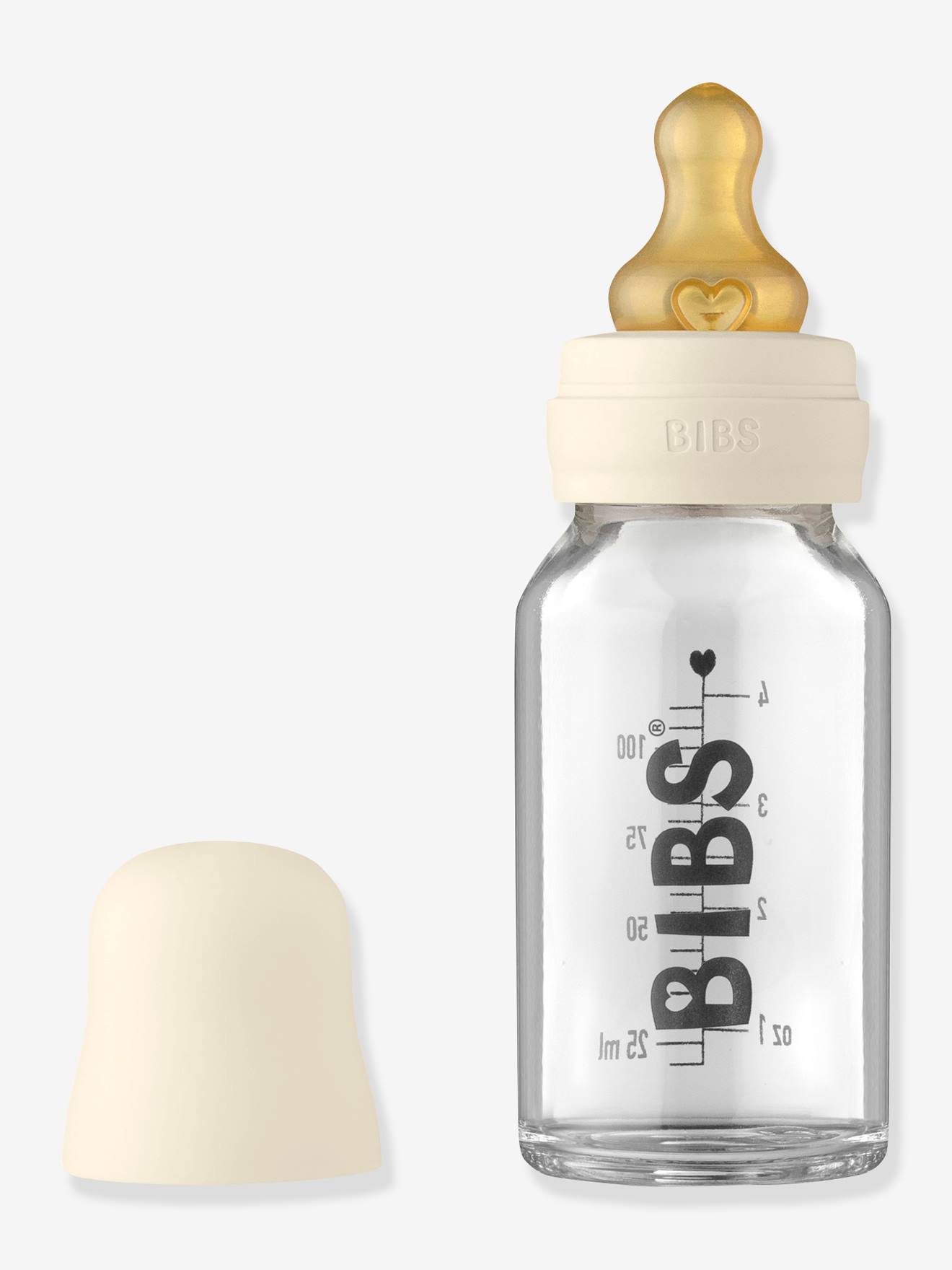 Biberon en verre 110 ml BIBS blanc