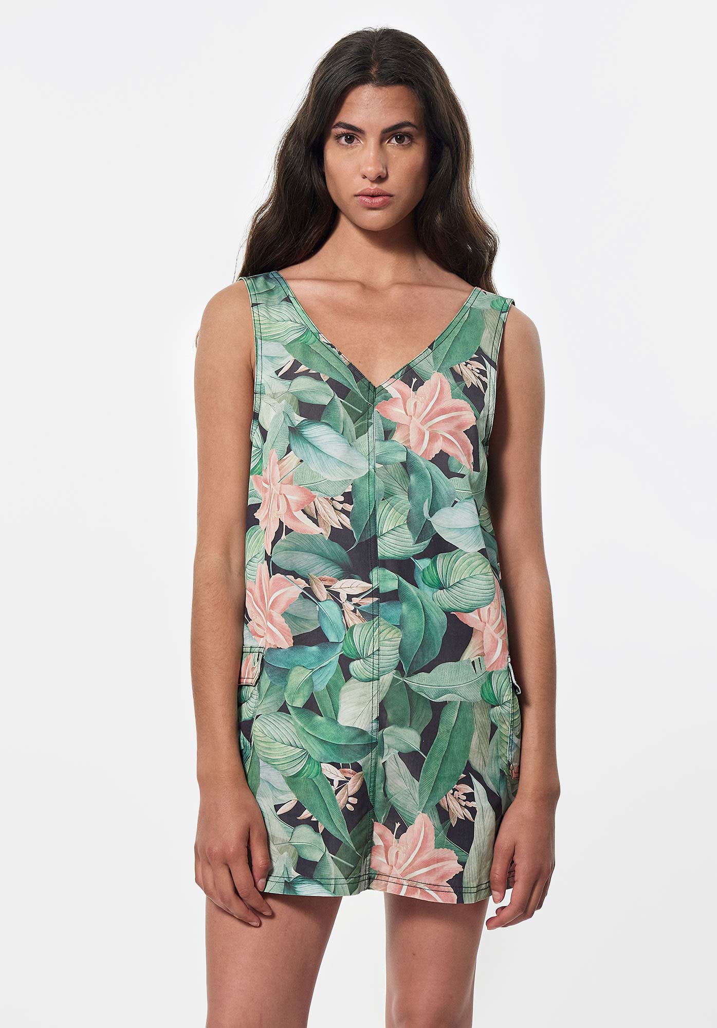 BENA   Robe fleurie verte Femme