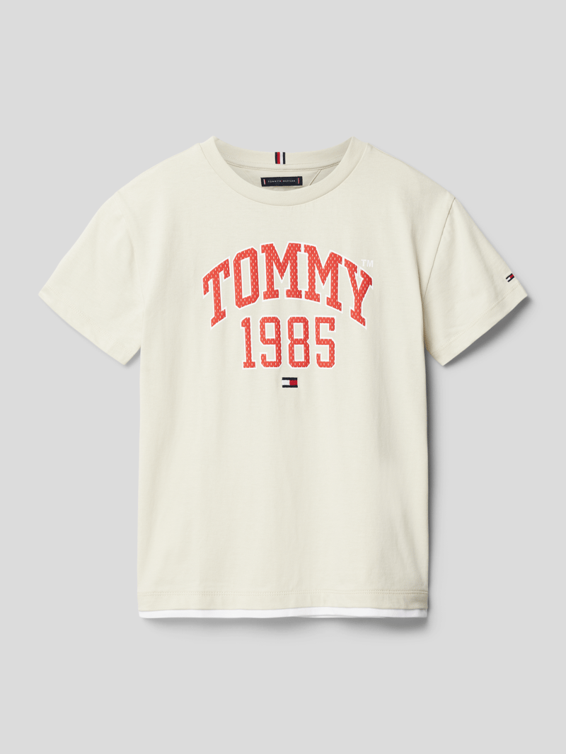 T-Shirt mit Label-Print Modell 'VARISTY TEE' in sand