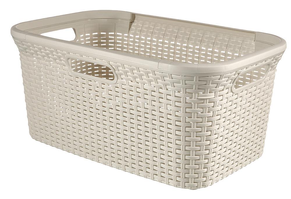 Curver 2-er Set STYLE Wäschebox 60L   Wäschekorb 45L creme