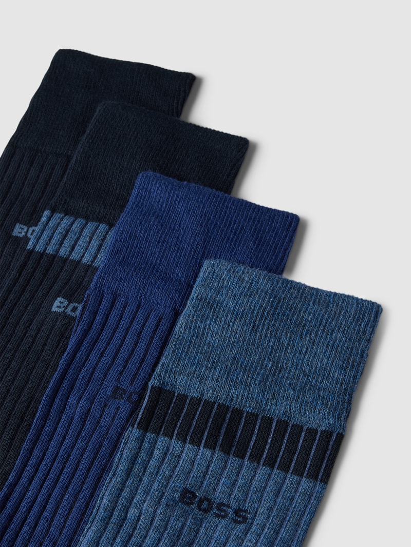 Socken mit Label-Details im 4er-Pack in dunkelblau