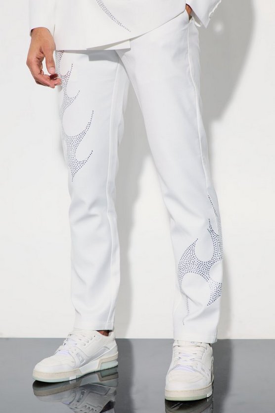 Slim-Fit Anzughose mit Strass