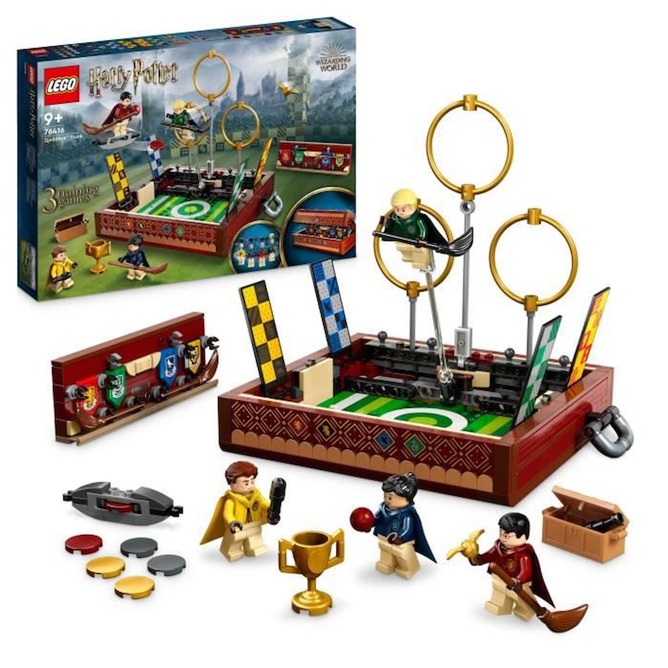 LEGO® Harry Potter 76416 La Malle de Quidditch, Jouet 1 ou 2 Joueurs, avec 3 Jeux de Quidditch rouge